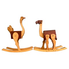 Whimsical Studio Design Wood Ostrich + Camel Rockers