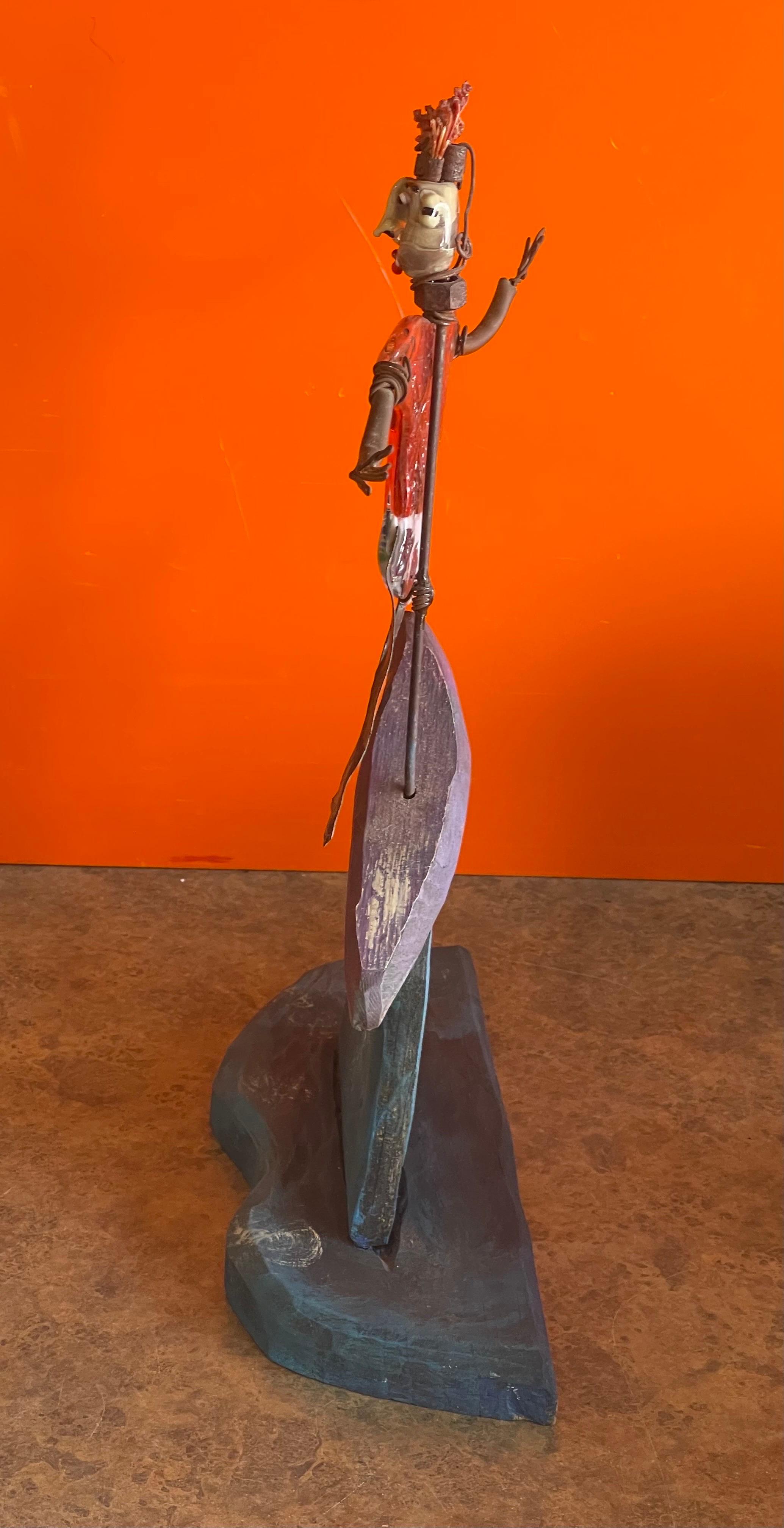 American Whimsical Surfer Sculpture by Mitch Berg For Sale