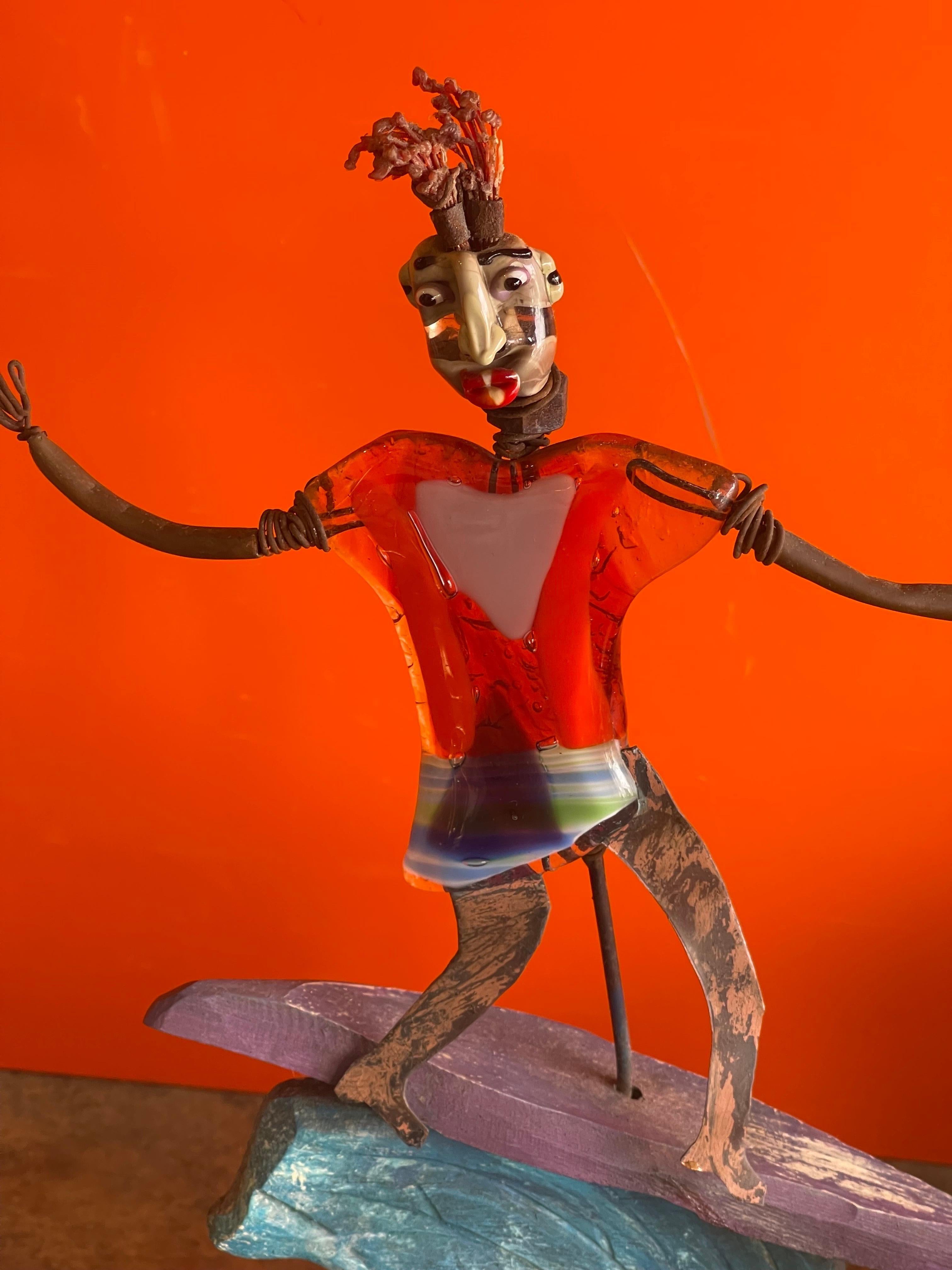 Whimsical Surfer Sculpture by Mitch Berg For Sale 1