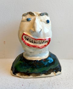 Whimsical Surrealist Bust Sculpture "Cheap Novel", Artist Unknown