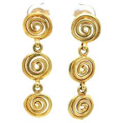 Whimsical Swirl 18 Karat Yellow Gold Dangle Earrings
