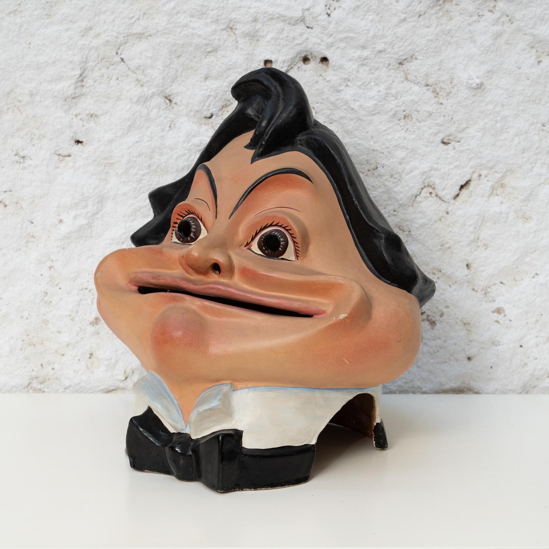 Whimsical Tradition: 'Cap Gros' Papier-Mâché Netól Character, c. 1970 In Good Condition For Sale In Barcelona, ES