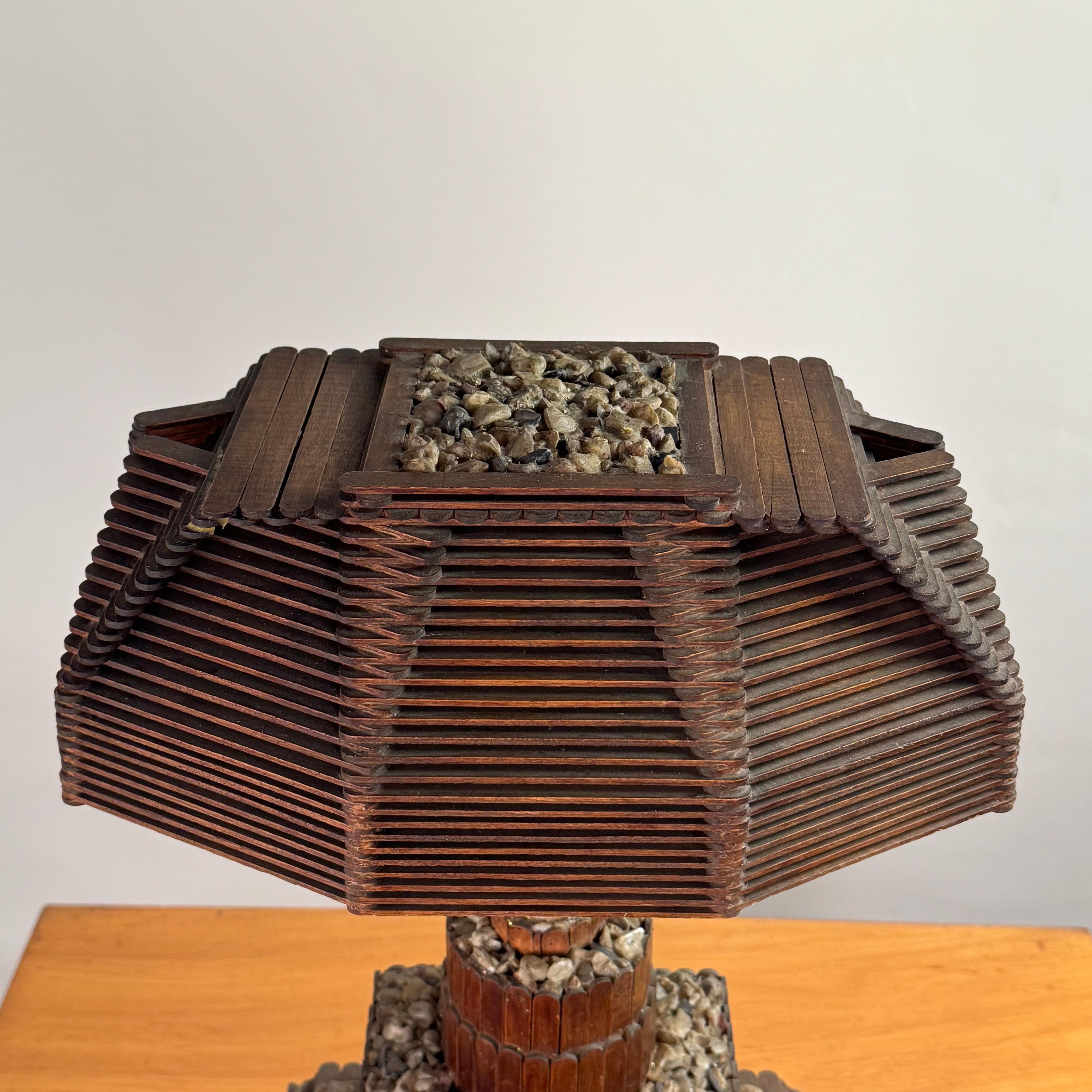 20th Century Whimsical Tramp Art Desk or Table Lamp For Sale