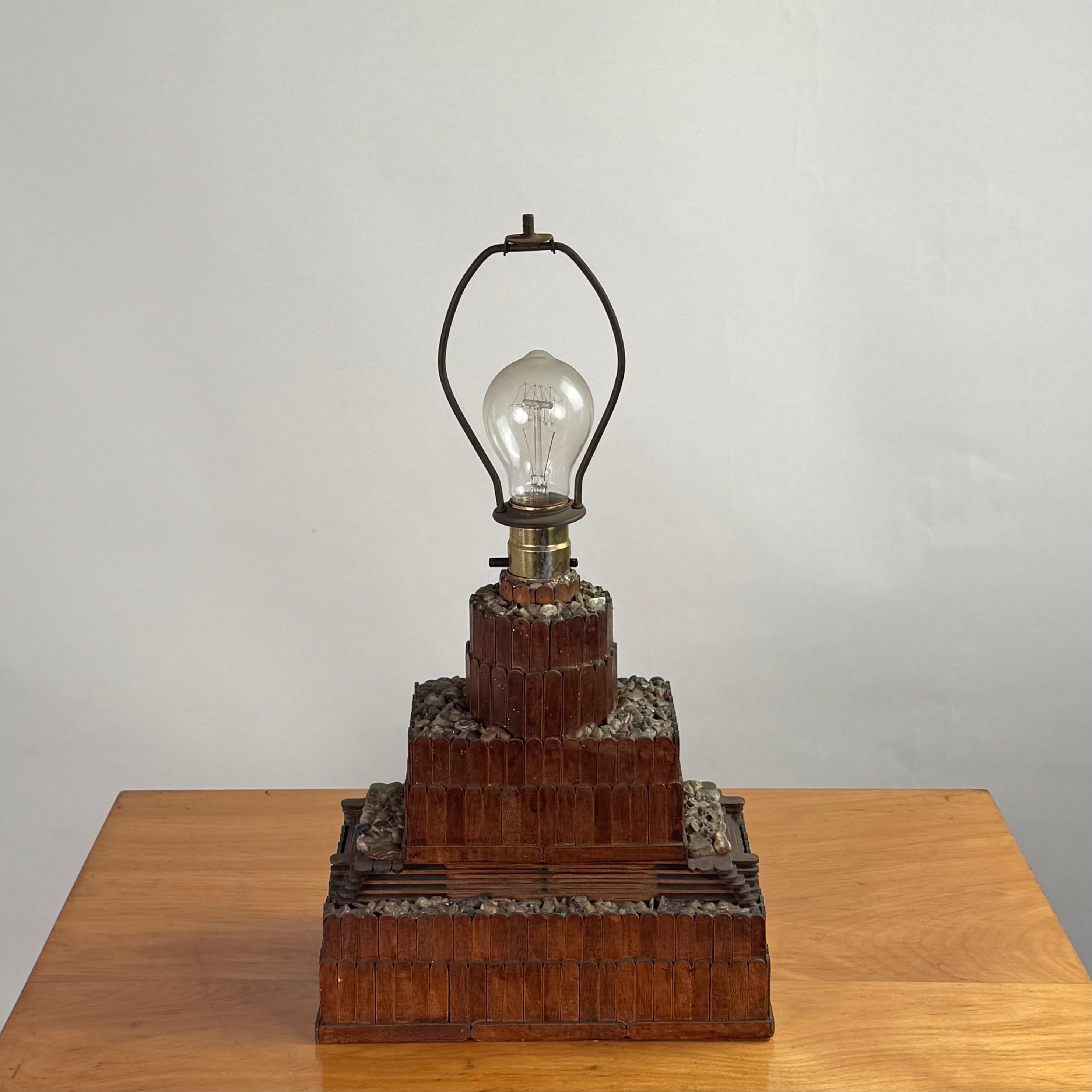 Whimsical Tramp Art Desk or Table Lamp For Sale 1