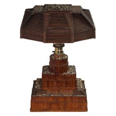 Whimsical Tramp Art Desk or Table Lamp