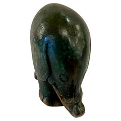 Whimsical Verdigris Finish Elephant Sculpture in Brass