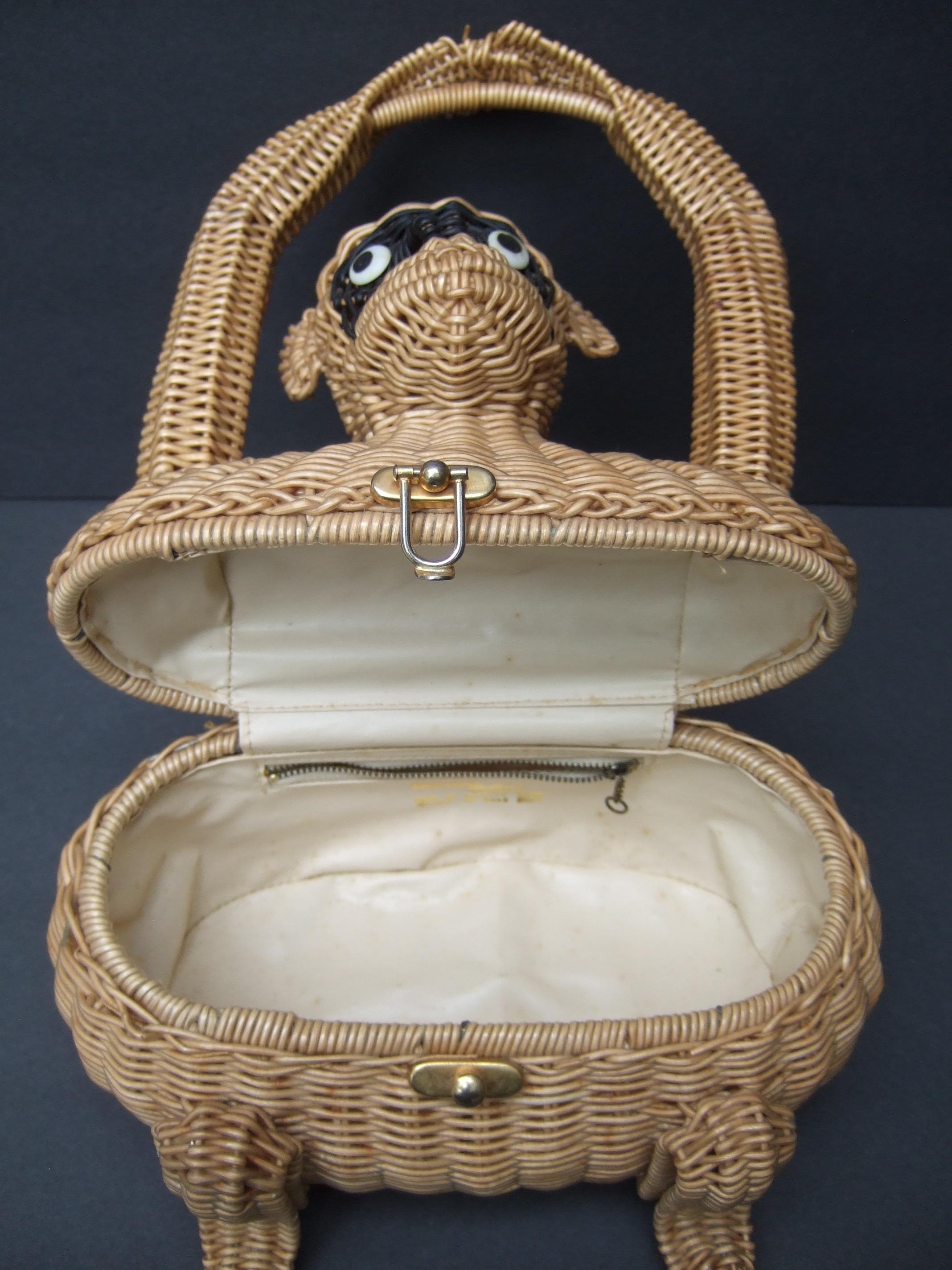 Whimsical Very Rare Wicker Monkey Handbag Designed by Marcus Brothers c 1960 For Sale 15