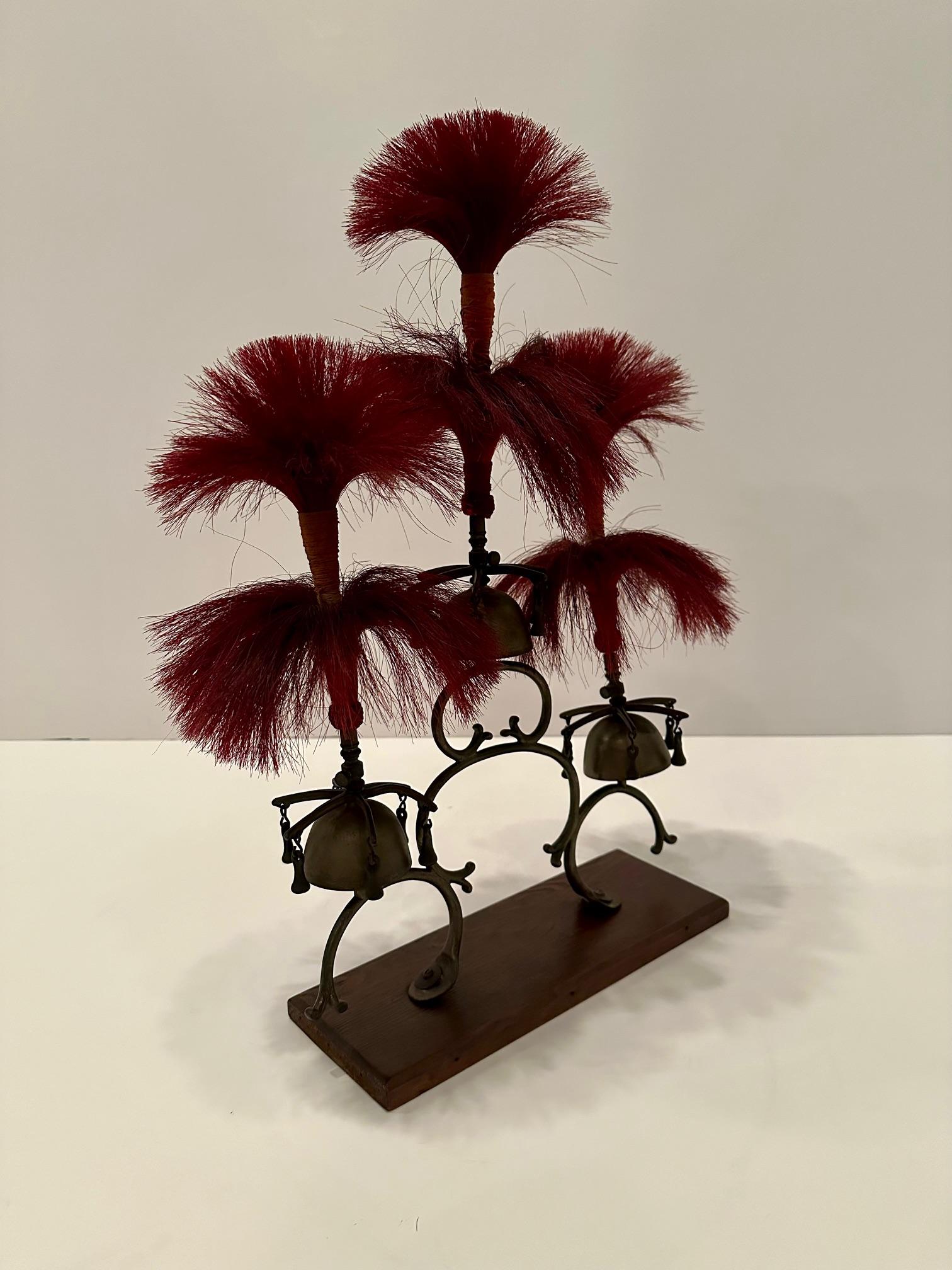 American Whimsical Victorian Sleigh Bell Sculpture with Horse Hair Decoration