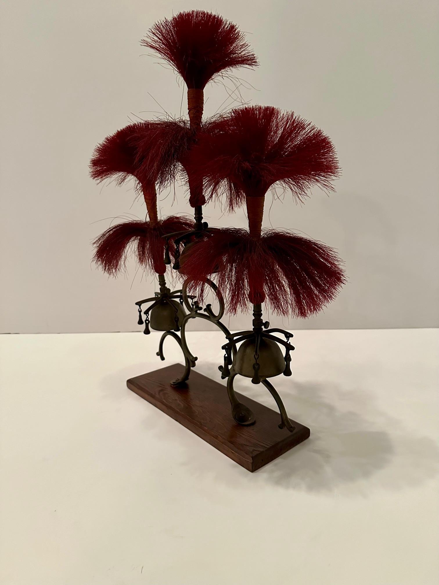 Whimsical Victorian Sleigh Bell Sculpture with Horse Hair Decoration In Good Condition In Hopewell, NJ