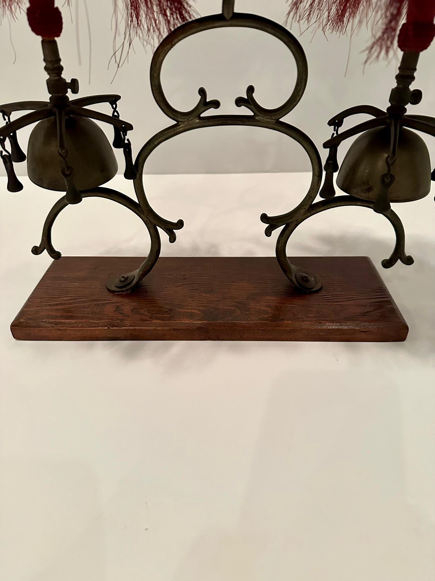 Early 20th Century Whimsical Victorian Sleigh Bell Sculpture with Horse Hair Decoration