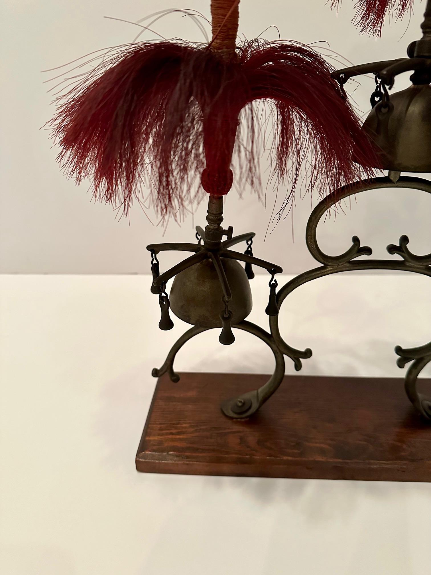 Whimsical Victorian Sleigh Bell Sculpture with Horse Hair Decoration 1