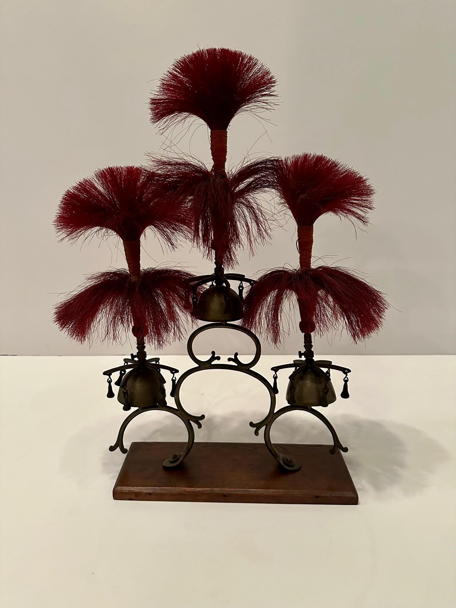 Whimsical Victorian Sleigh Bell Sculpture with Horse Hair Decoration 2