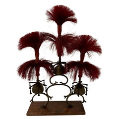 Antique Whimsical Victorian Sleigh Bell Sculpture with Horse Hair Decoration
