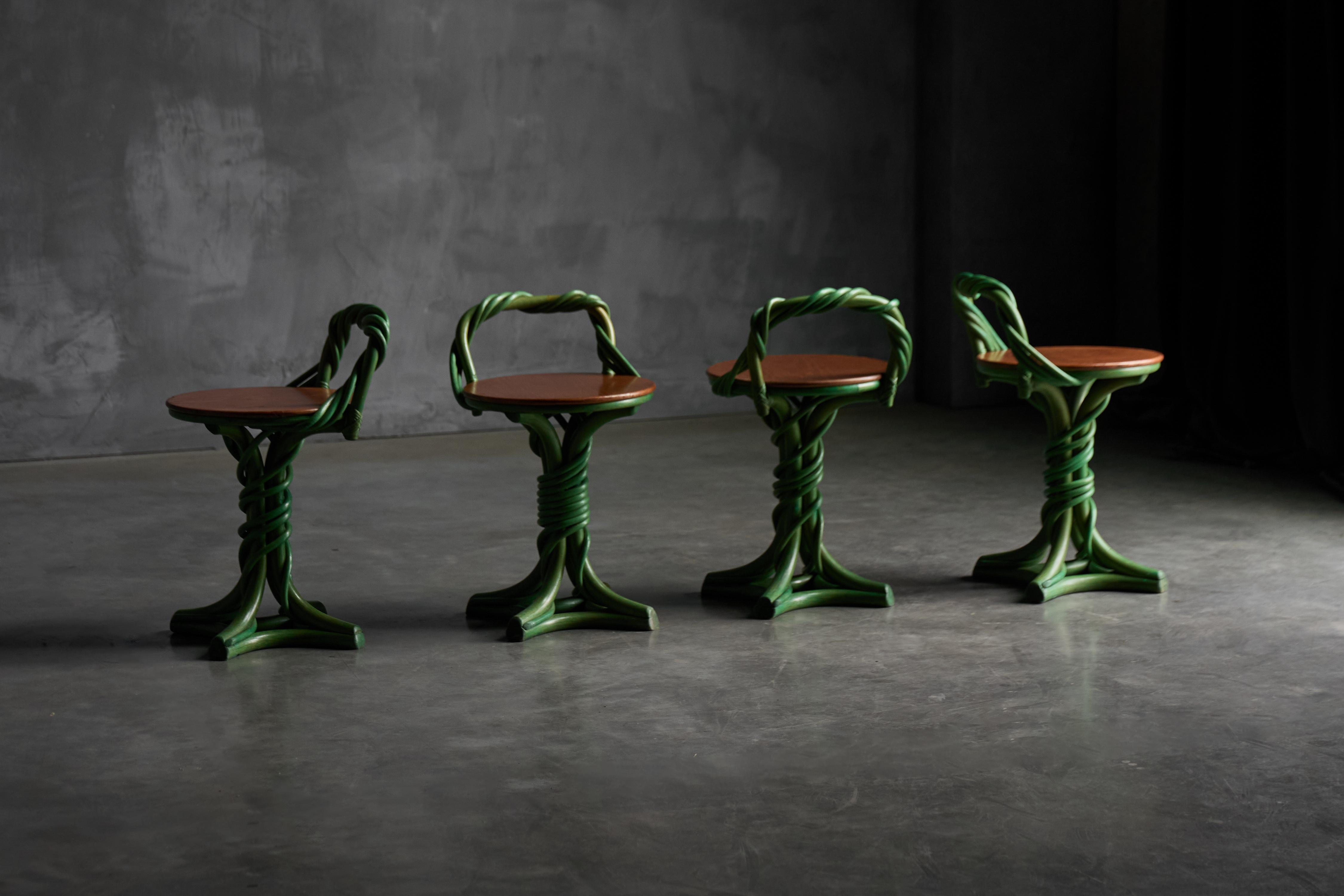 Taburetes de enredadera caprichosa, Francia, Finales del siglo XX Madera en venta