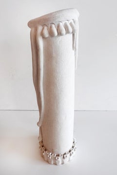 Whimsical Vintage Bisque White Studio Pottery Vase