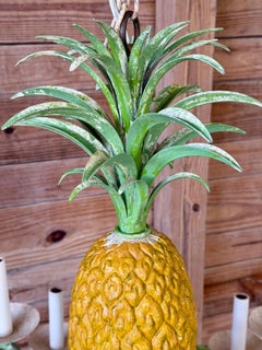 Whimsical Vintage Coastal Regency Pineapple Tole Nine-Light Chandelier