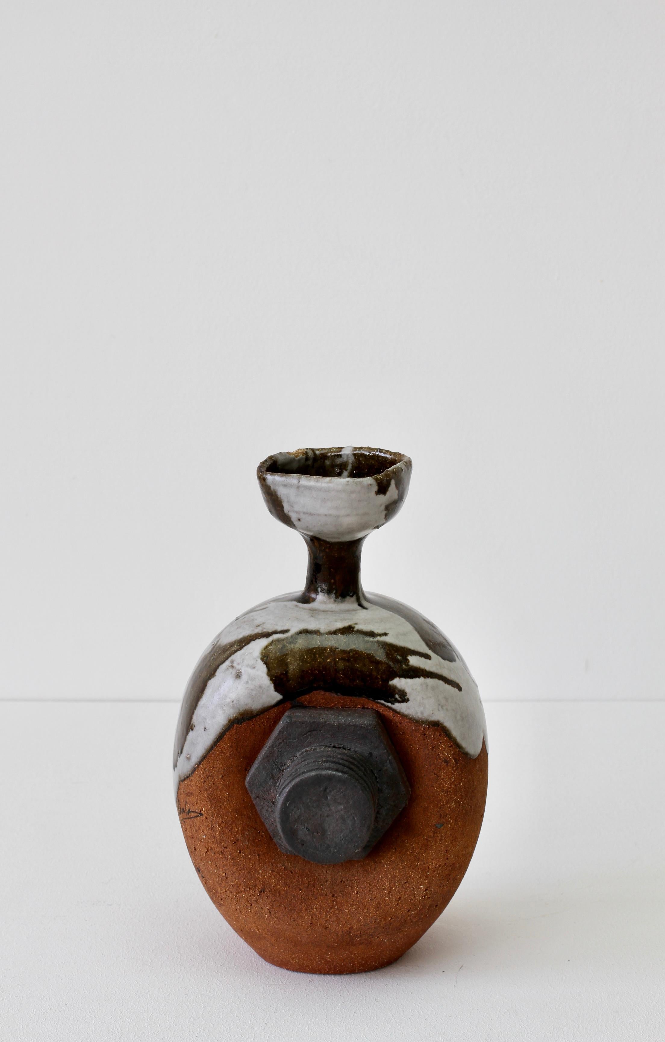 Whimsical Vintage Drip Glazed 'Bolt' Signed Art Studio Stoneware Pottery Vase 5