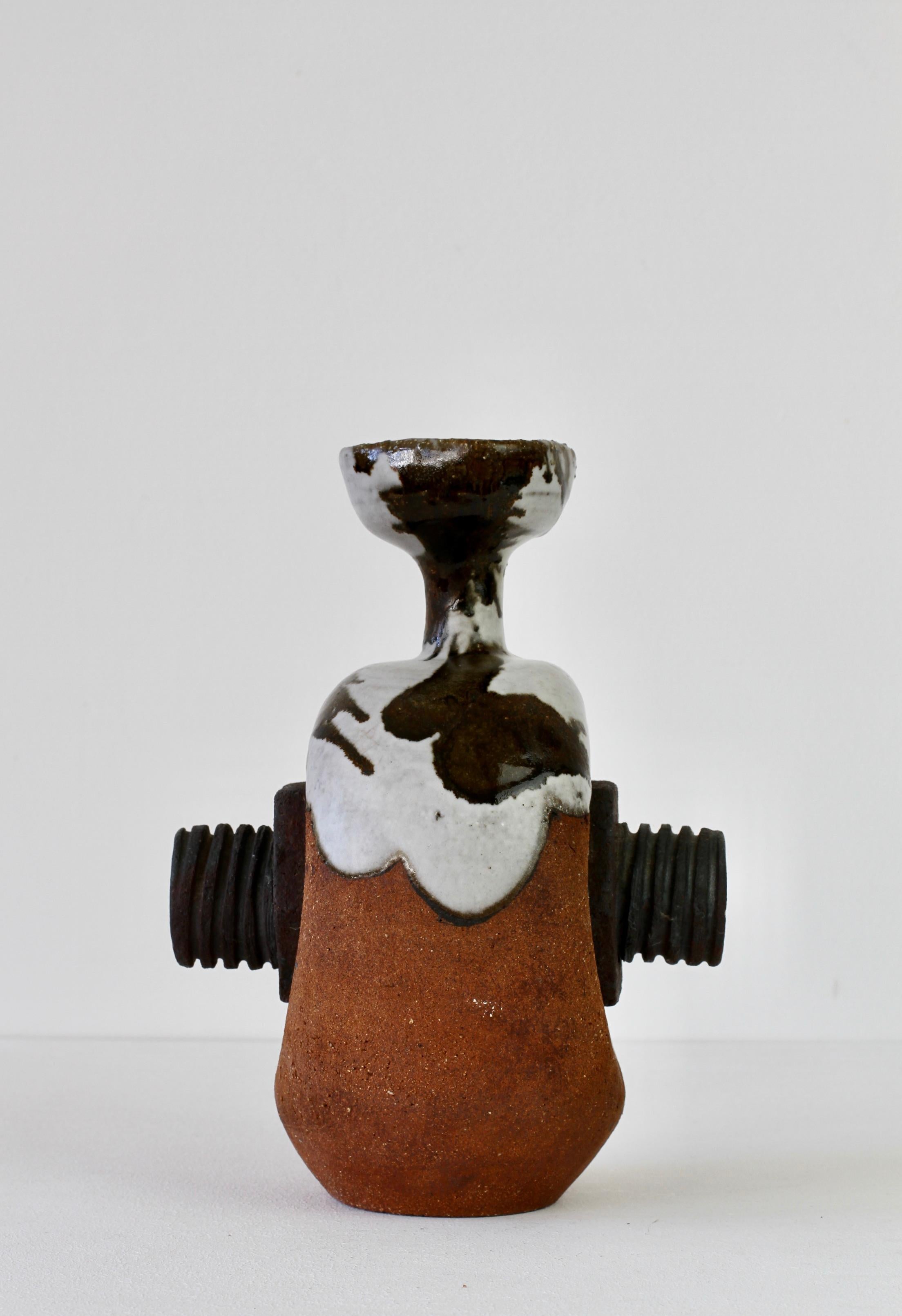 Whimsical Vintage Drip Glazed 'Bolt' Signed Art Studio Stoneware Pottery Vase In Fair Condition In Landau an der Isar, Bayern