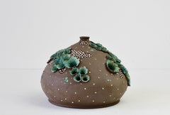 Whimsical Vintage Organic Flower Signed Art Studio Pottery Vase Germany, 1984