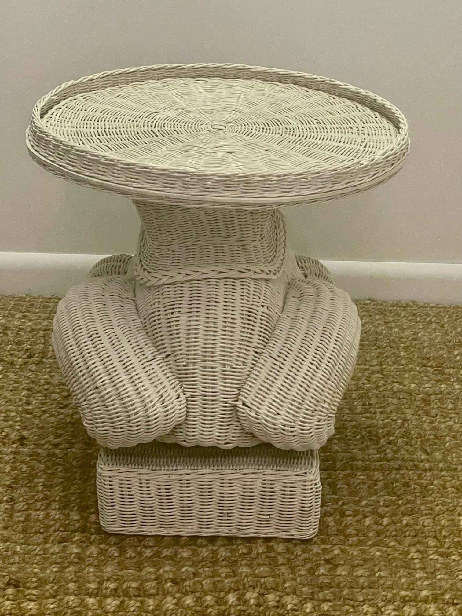 Mid-Century Modern Whimsical Vintage Painted Wicker Frog End Table