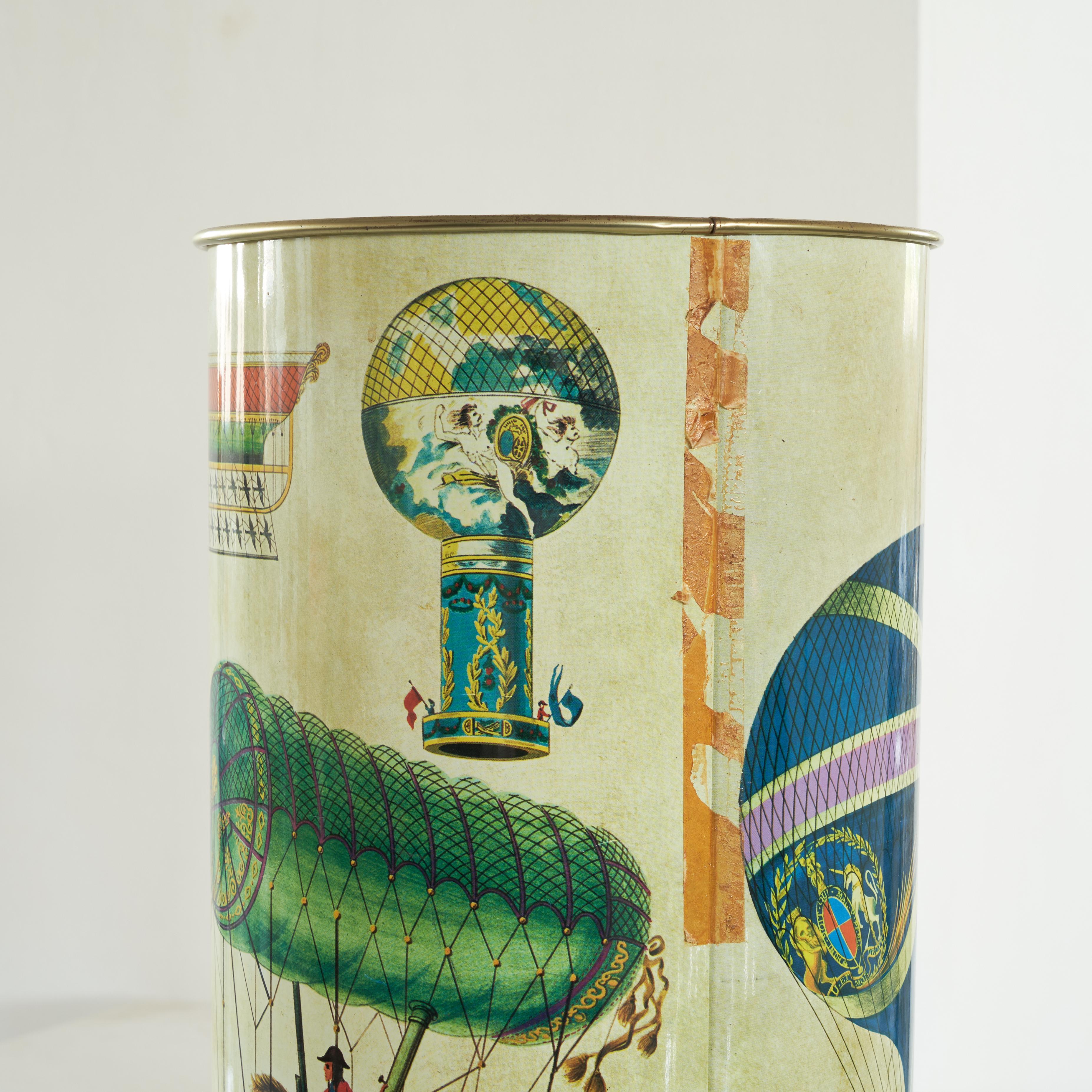 Whimsical Waste Paper Basket in the Style of Piero Fornasetti 1960s 4
