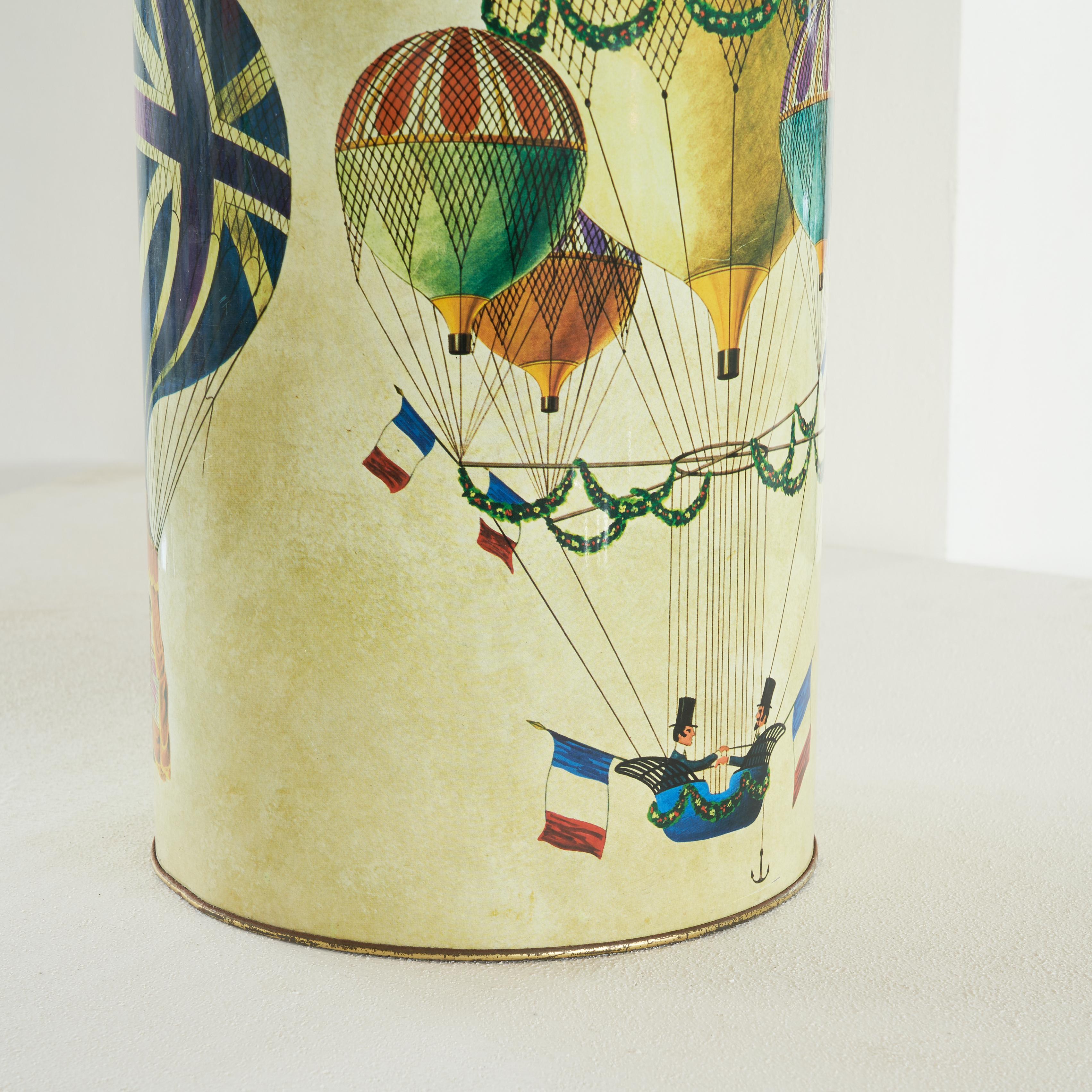 Mid-Century Modern Whimsical Waste Paper Basket in the Style of Piero Fornasetti 1960s