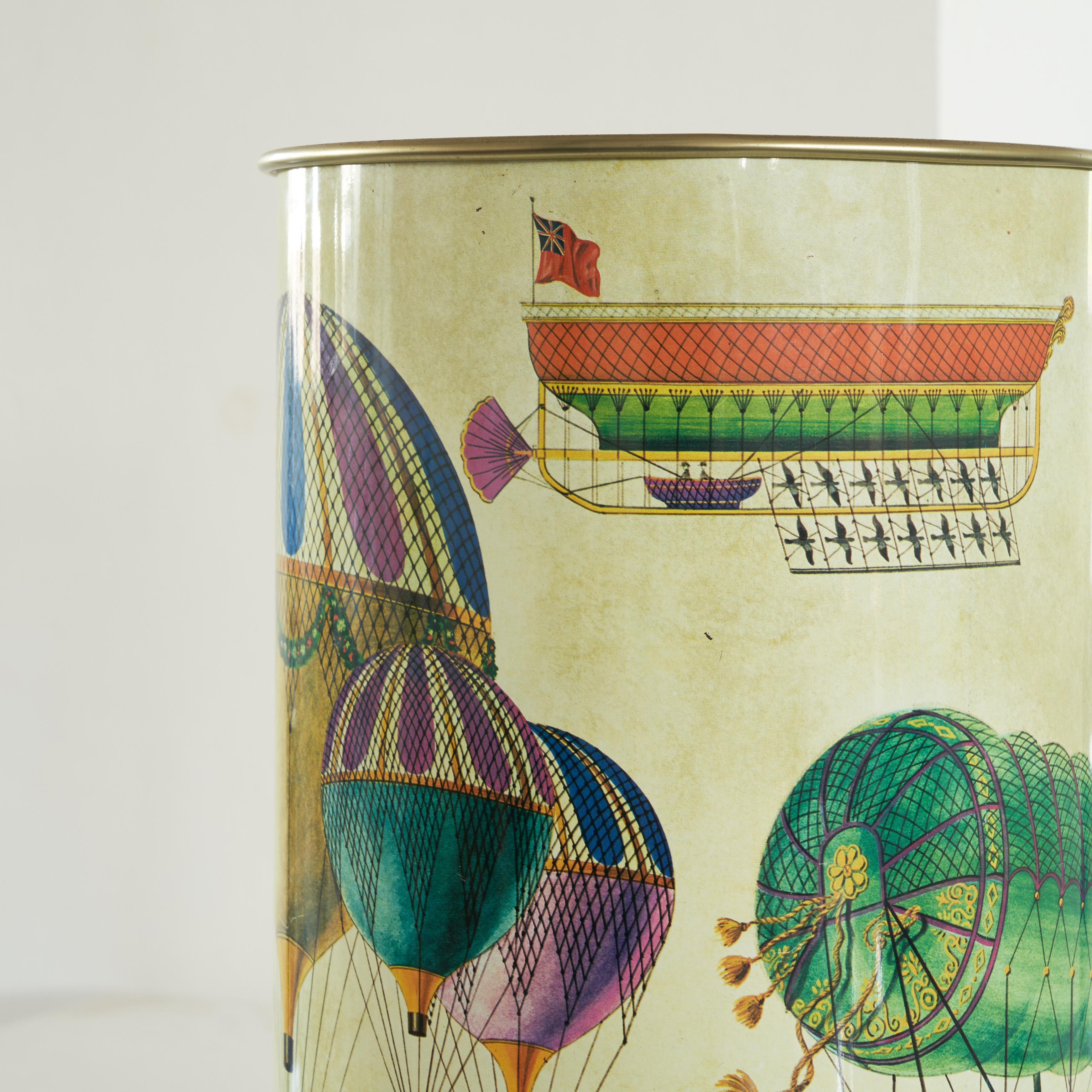 Hand-Crafted Whimsical Waste Paper Basket in the Style of Piero Fornasetti 1960s