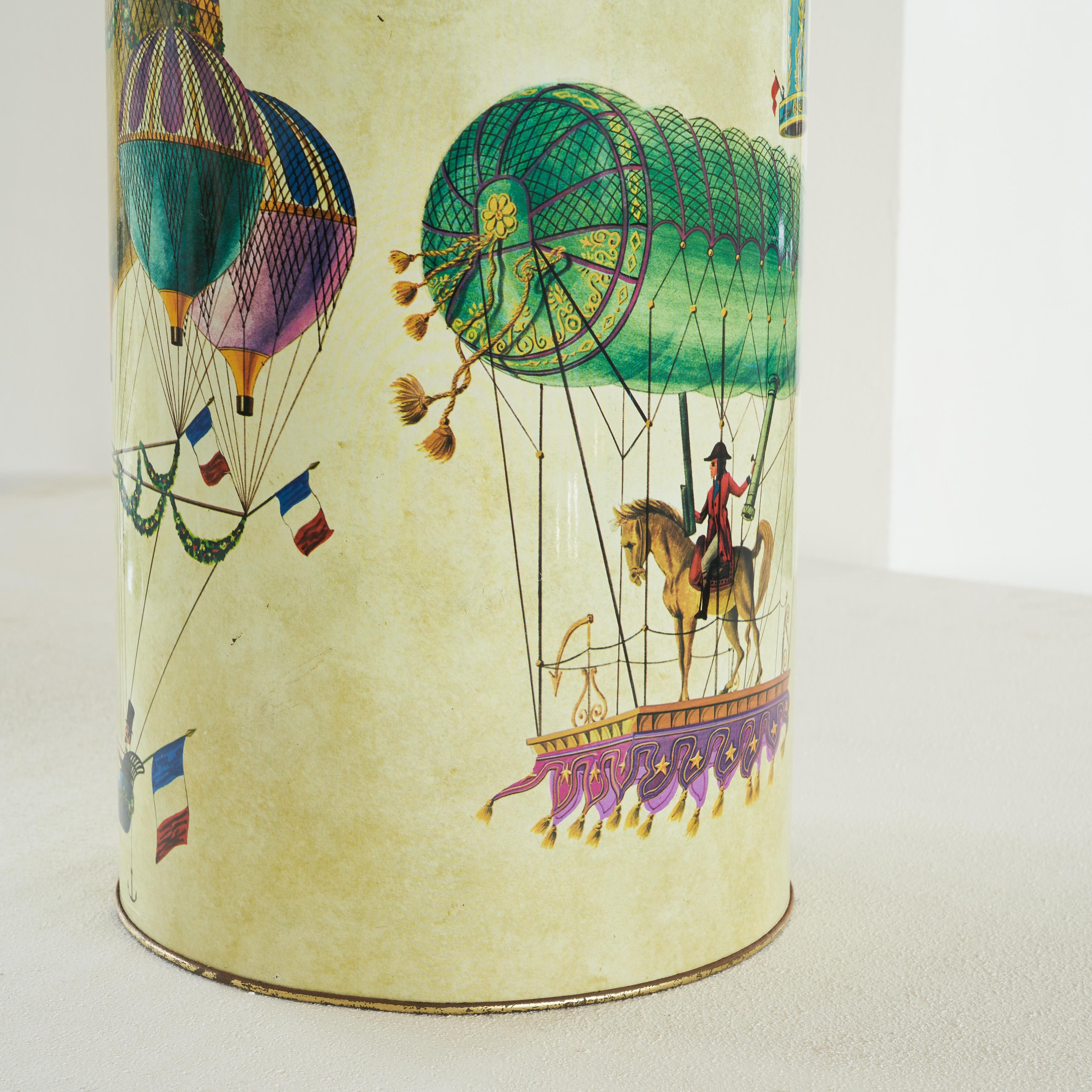 Metal Whimsical Waste Paper Basket in the Style of Piero Fornasetti 1960s