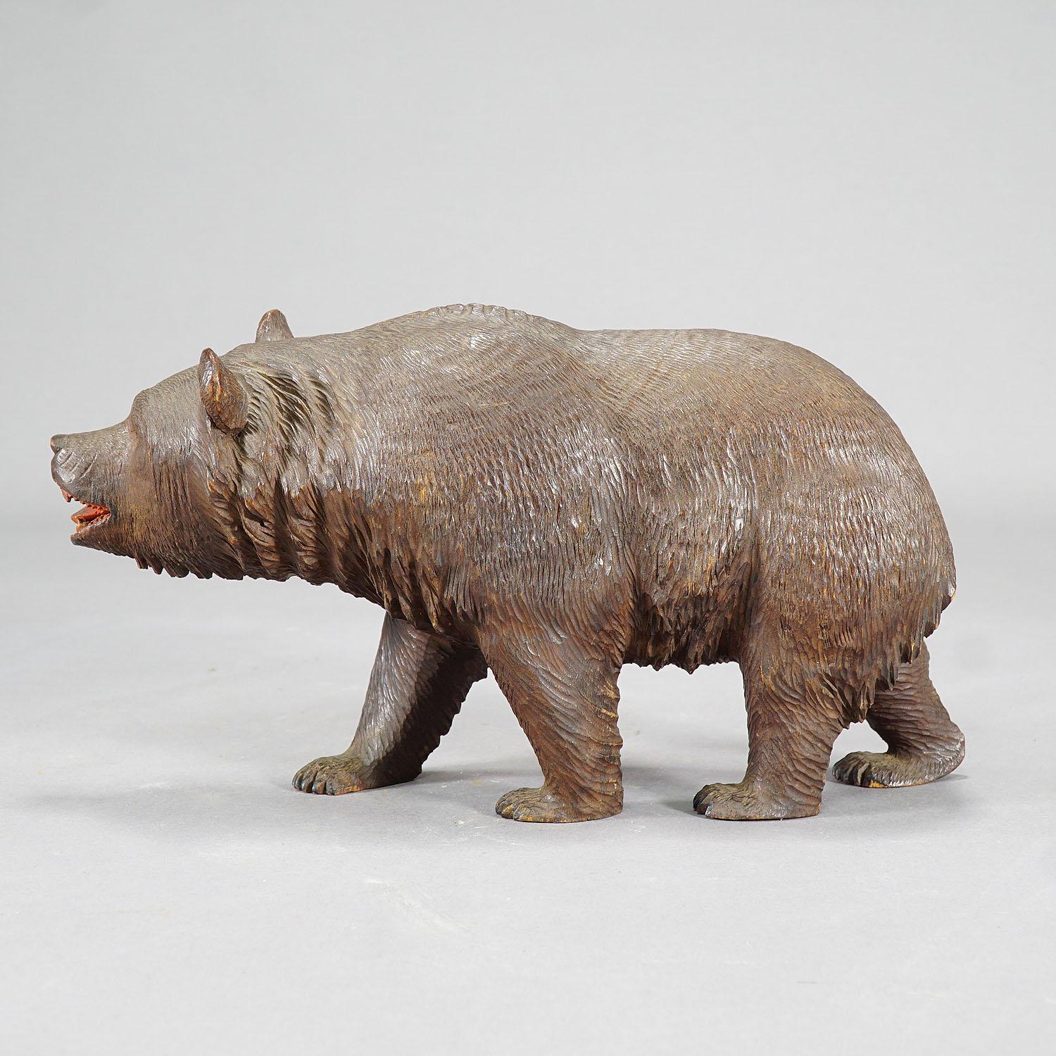 20th Century Whimsy Wooden Bear Carved in Brienz, circa 1920