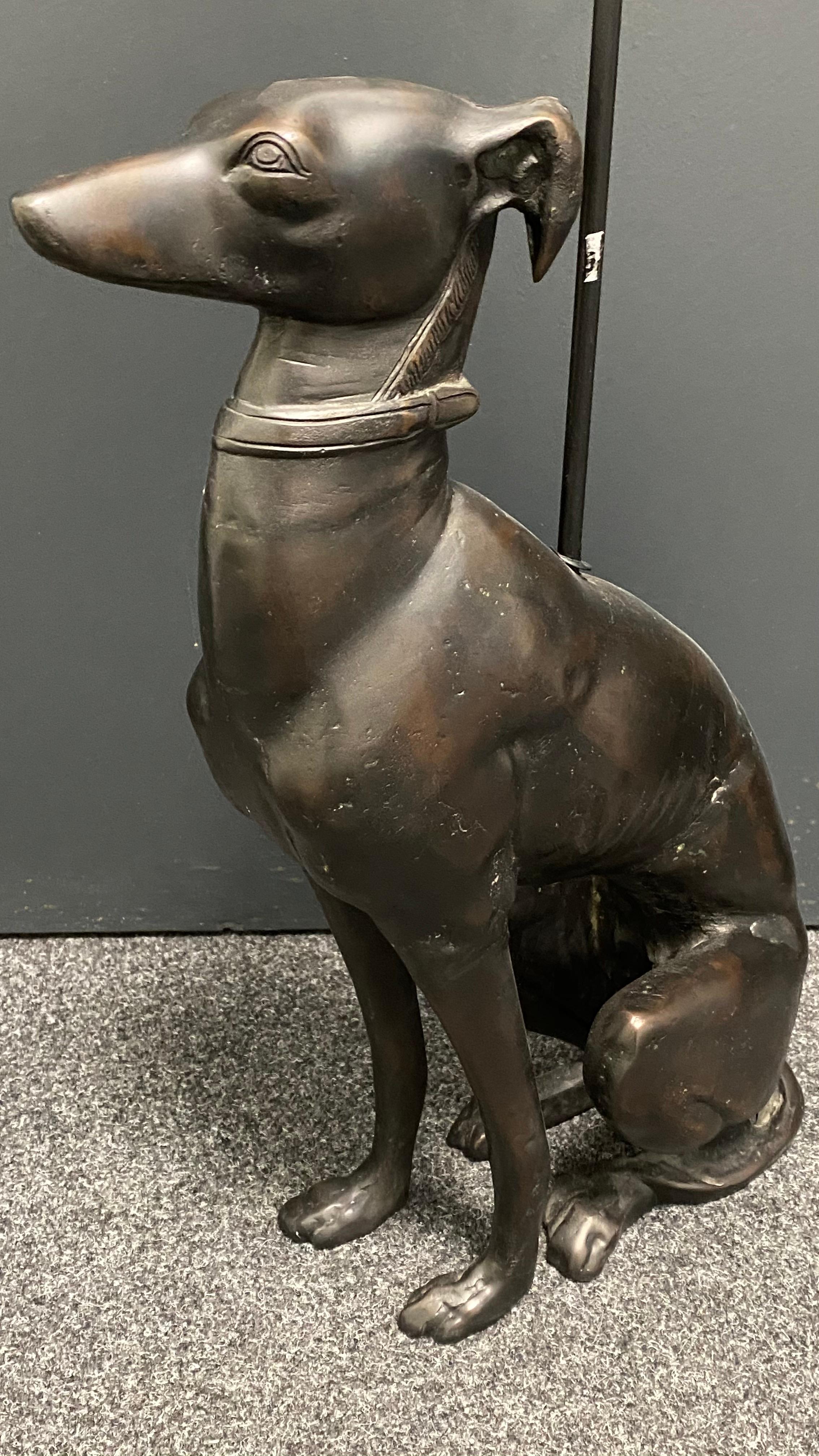 Whippet Greyhound Dog Bronze Door Stop, Art Deco Style Vintage German 2