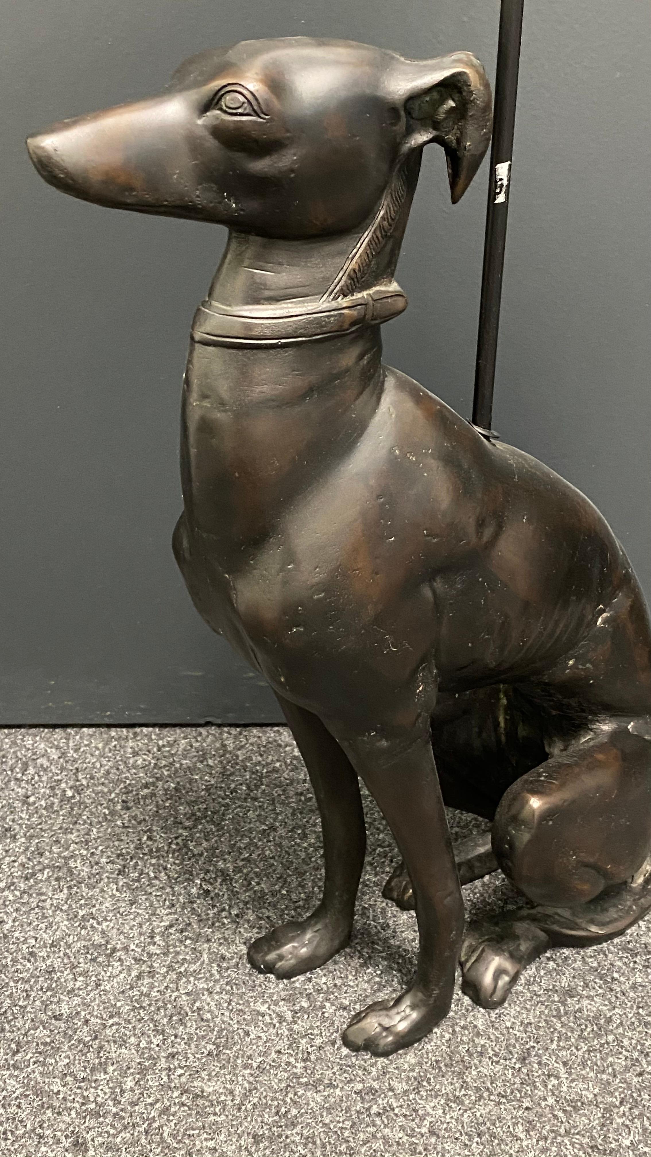 Whippet Greyhound Dog Bronze Door Stop, Art Deco Style Vintage German 3