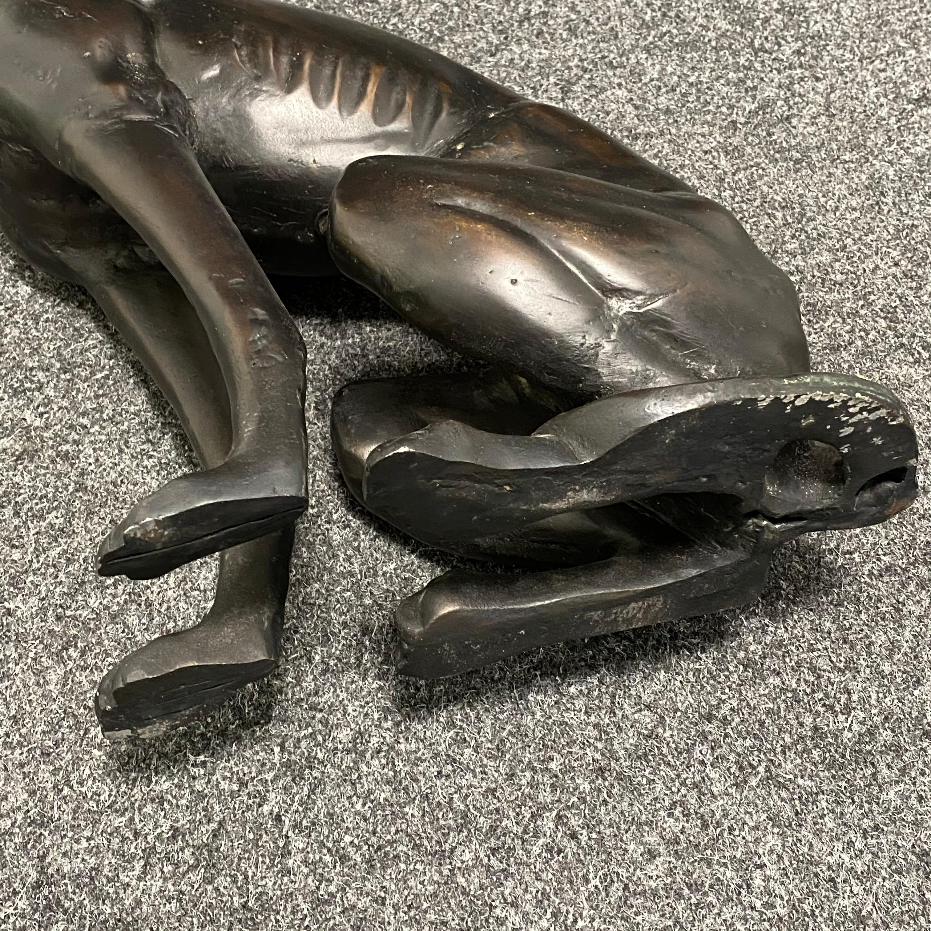 Whippet Greyhound Dog Bronze Door Stop, Art Deco Style Vintage German 4