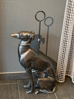 Whippet Greyhound Dog Bronze Door Stop, Art Deco Style Vintage German