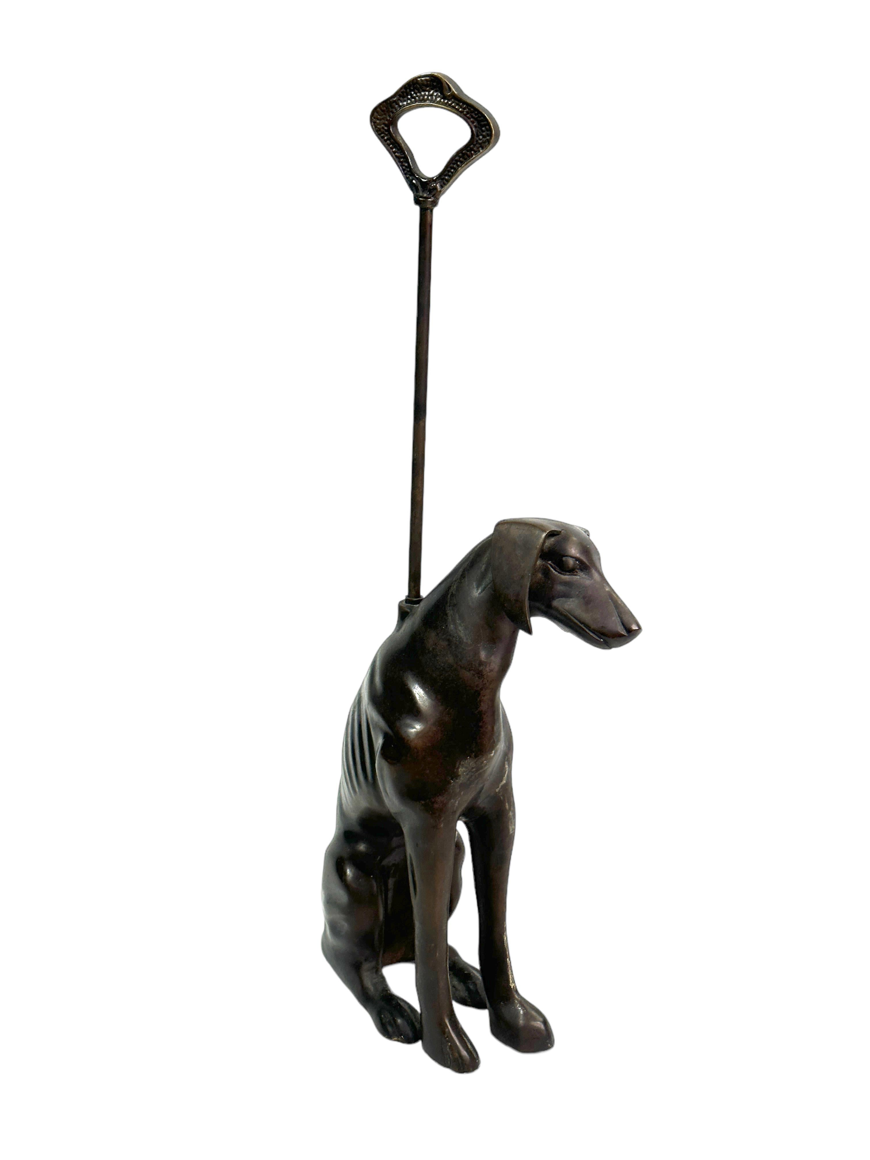 Whippet Greyhound Dog Bronze Door Stop, Art Deco Style Vintage German In Good Condition For Sale In Nuernberg, DE