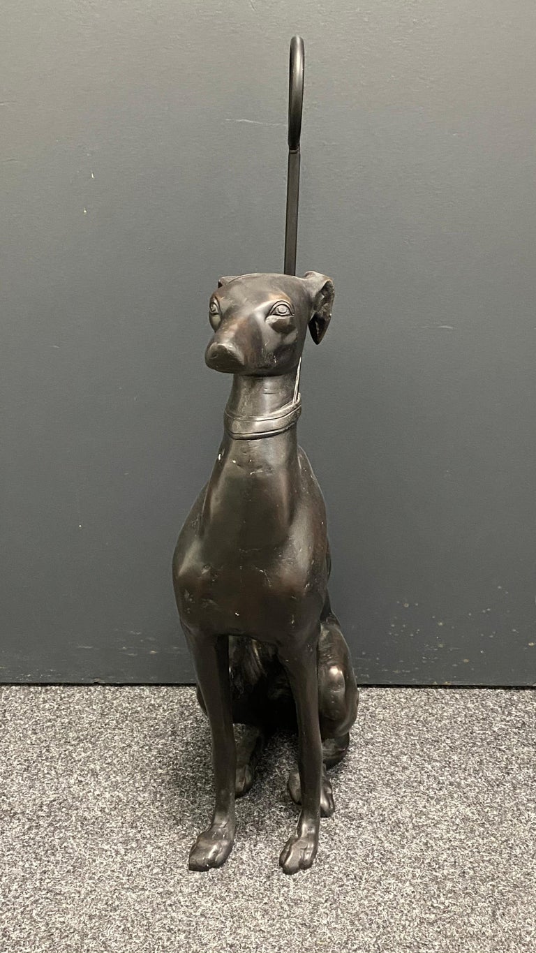 Whippet Greyhound Dog Bronze Door Stop, Art Deco Style Vintage German