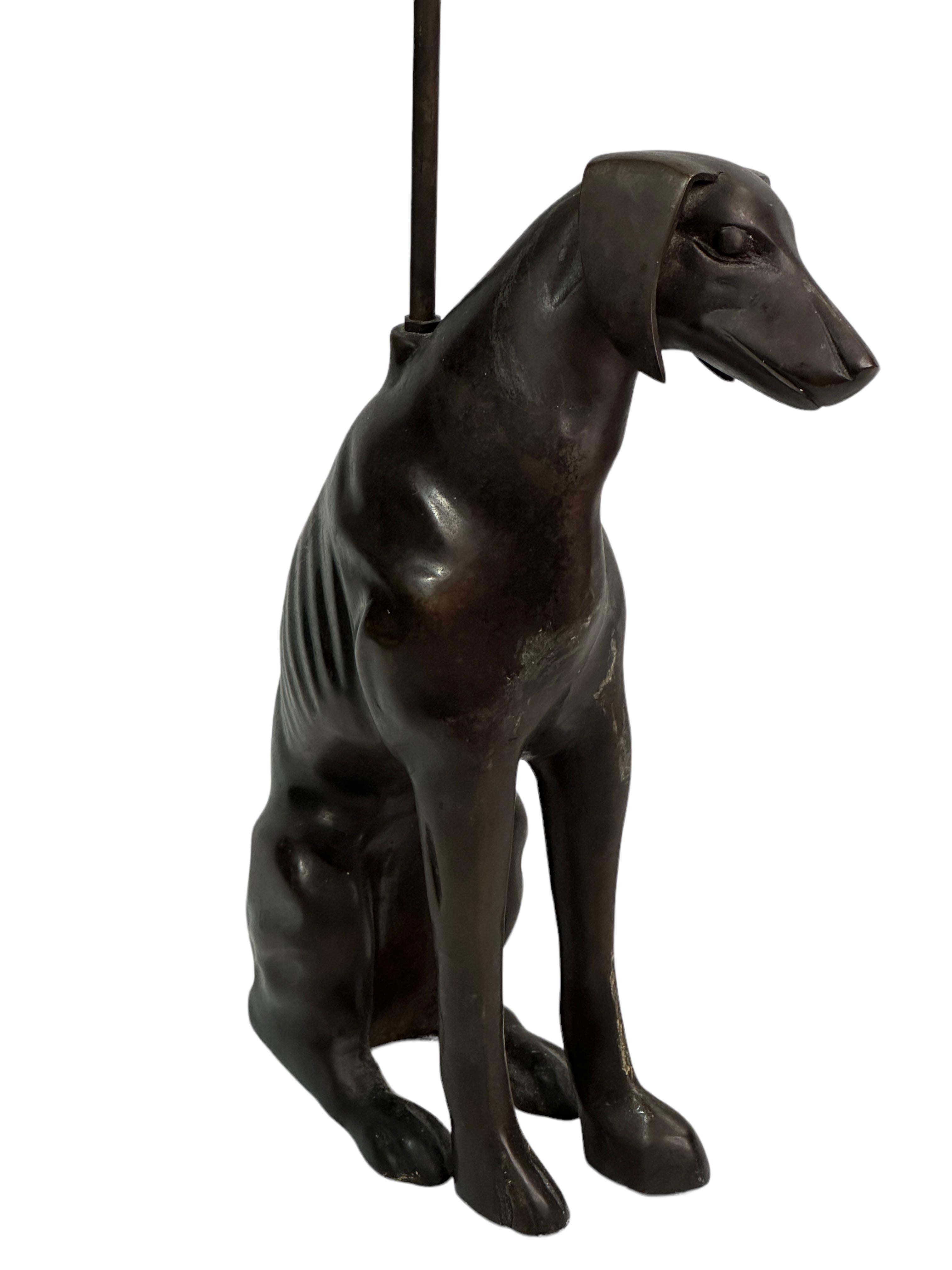 Mid-20th Century Whippet Greyhound Dog Bronze Door Stop, Art Deco Style Vintage German For Sale