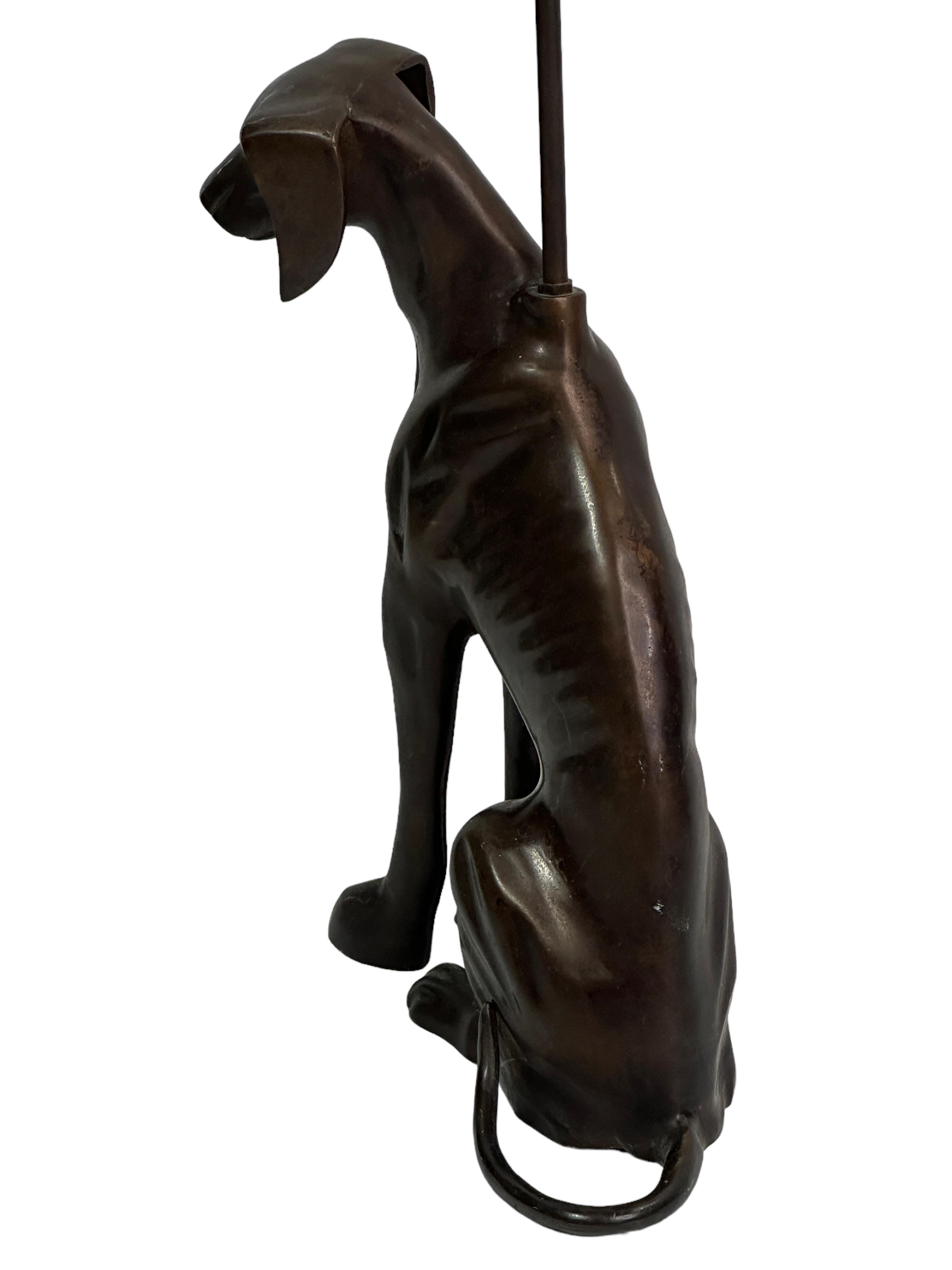 Metal Whippet Greyhound Dog Bronze Door Stop, Art Deco Style Vintage German For Sale