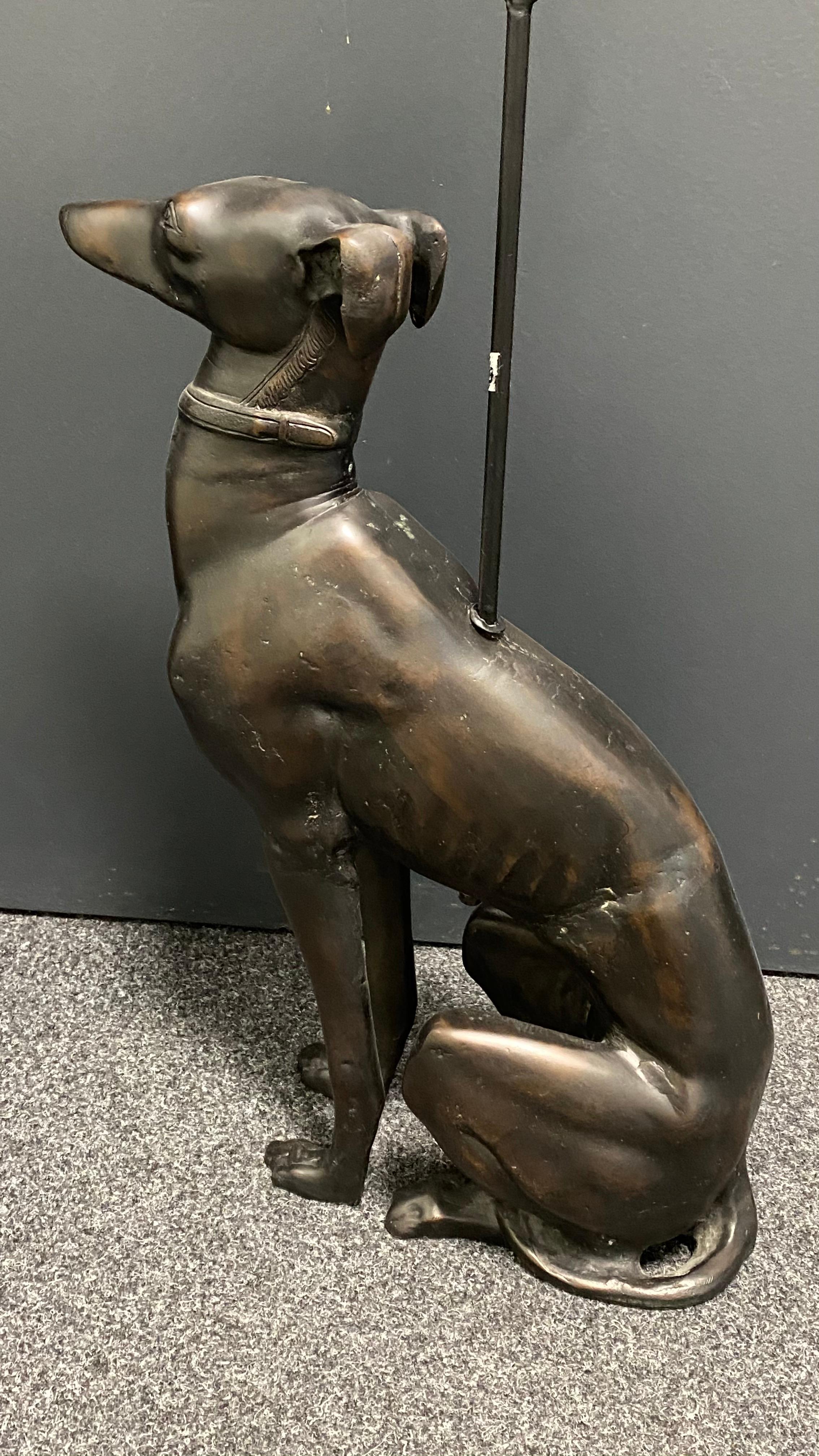 Whippet Greyhound Dog Bronze Door Stop, Art Deco Style Vintage German 1