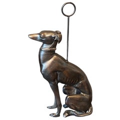 Whippet Greyhound Dog Bronze Door Stop, Art Deco Style Vintage German