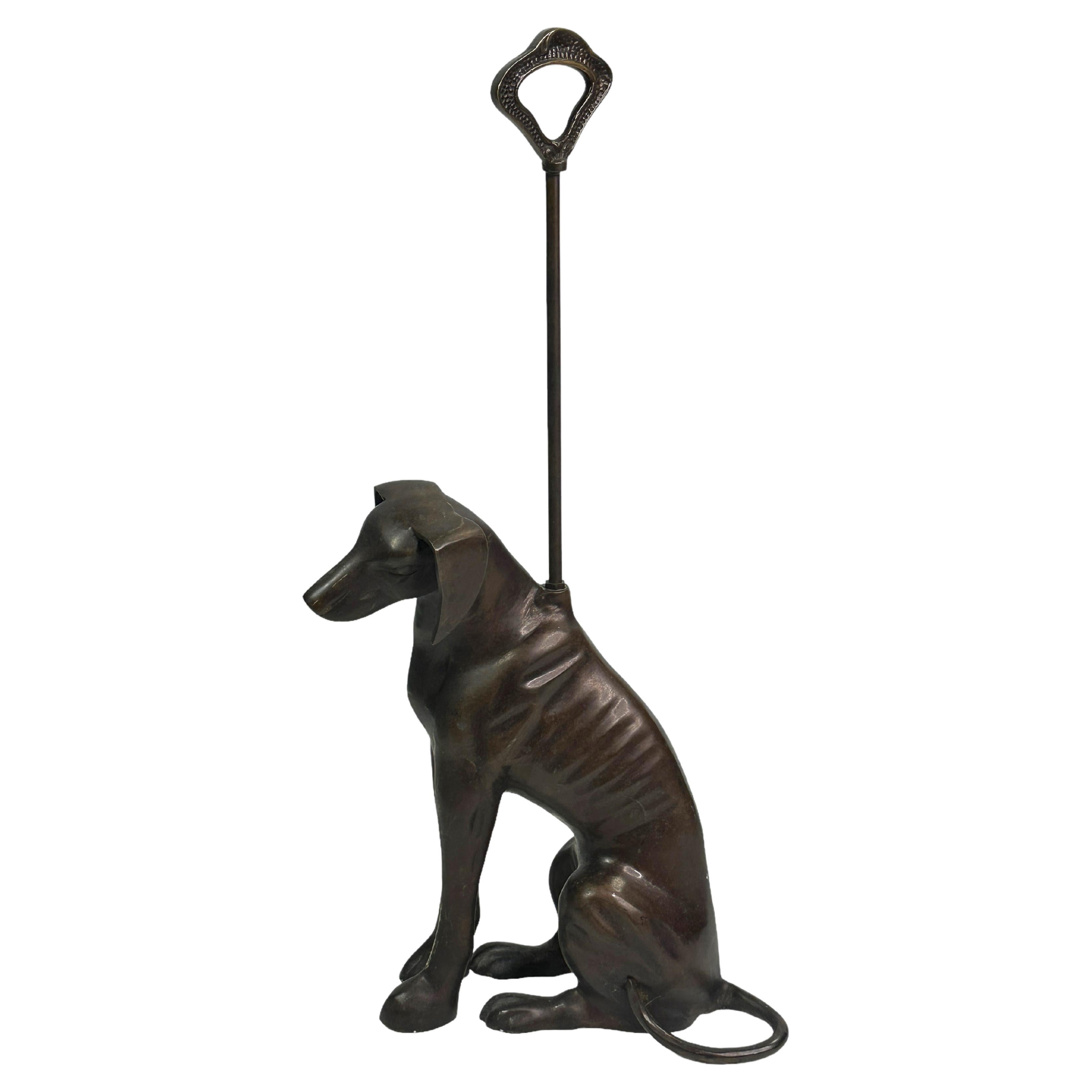 Stop de porte en bronze de style Art Déco allemand vintage avec chien lévrier whippet