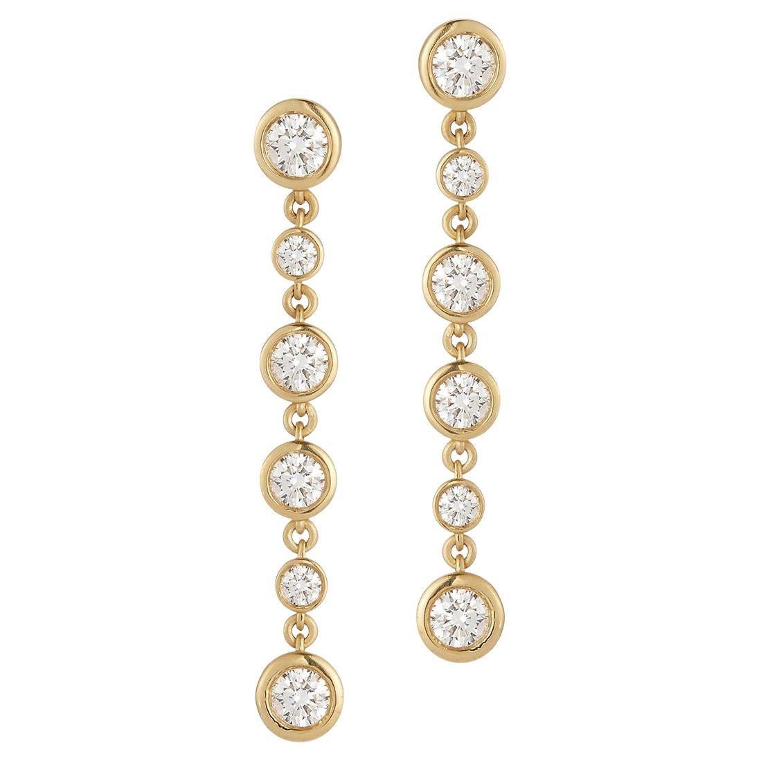 Carelle Whirl Cascading 2" long dangle Diamond Earrings