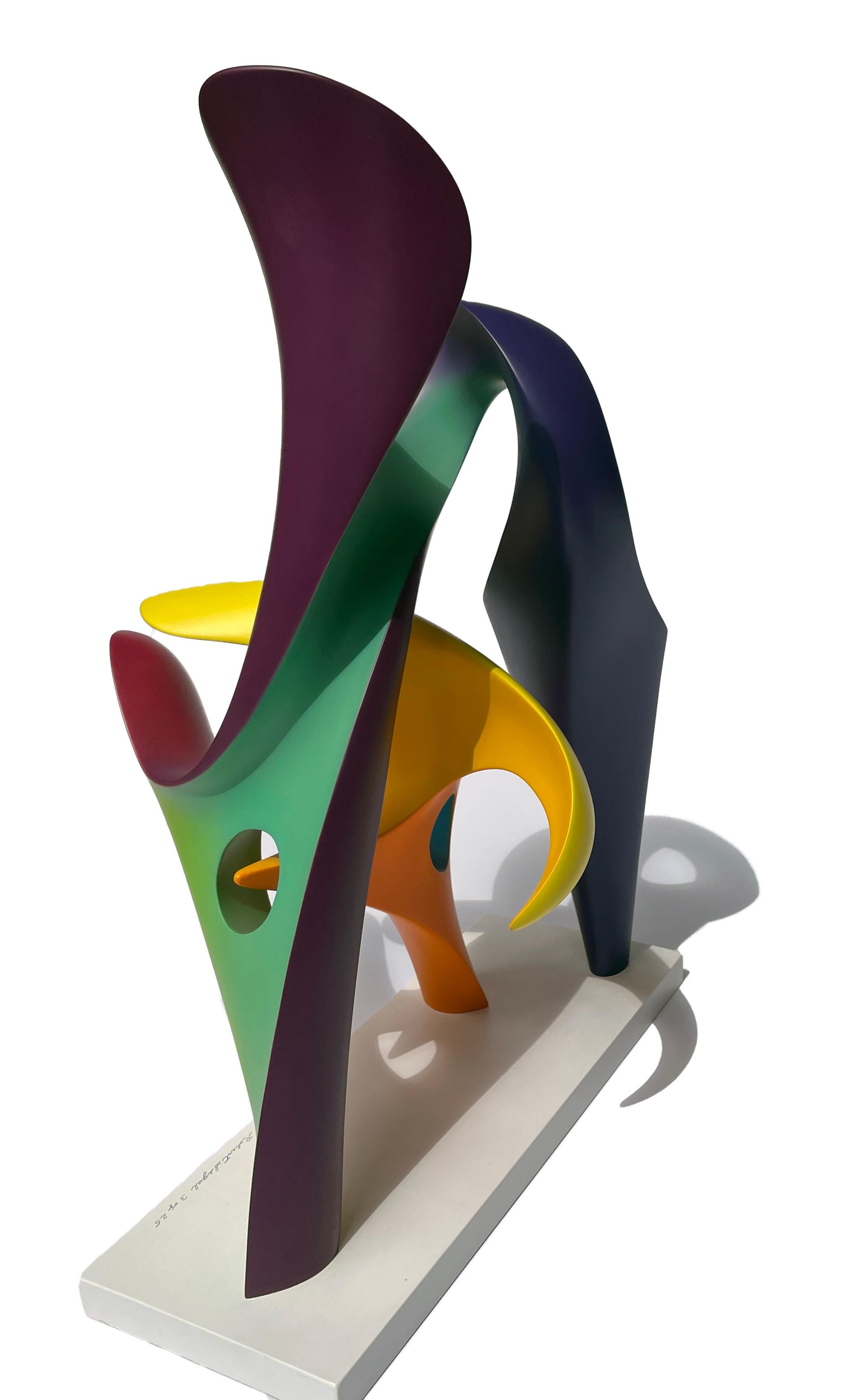 Acrylic Whirligig, Abstract Sculpture, Brightly Colored Intertwined Geometric Form