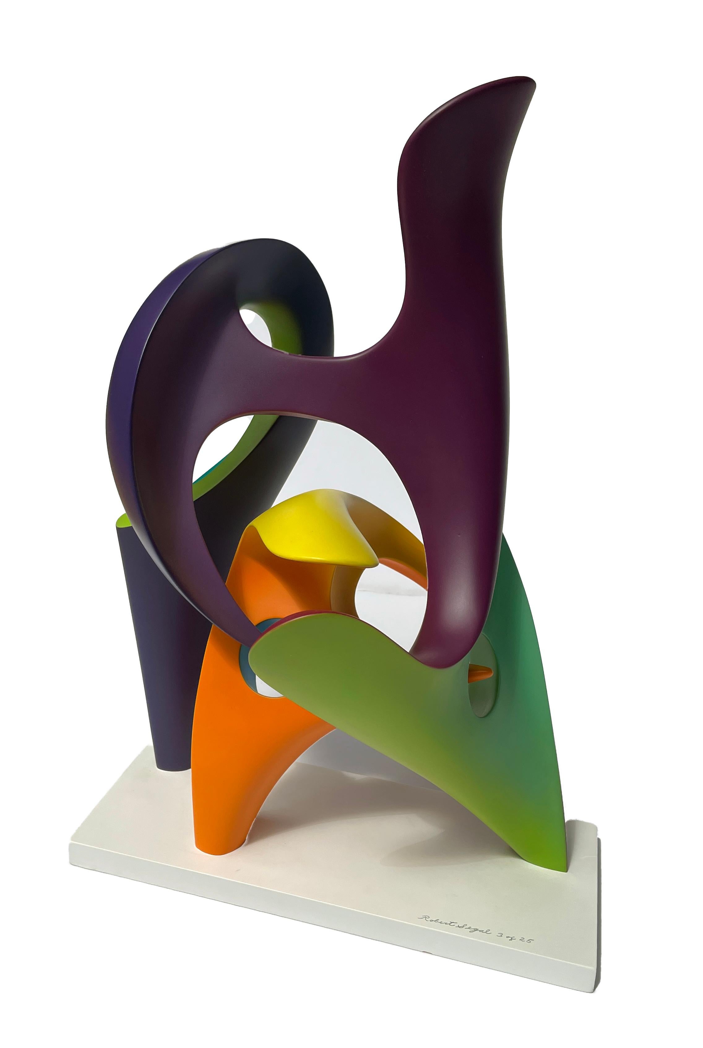 Modern Whirligig, Abstract Sculpture, Brightly Colored Intertwined Geometric Form