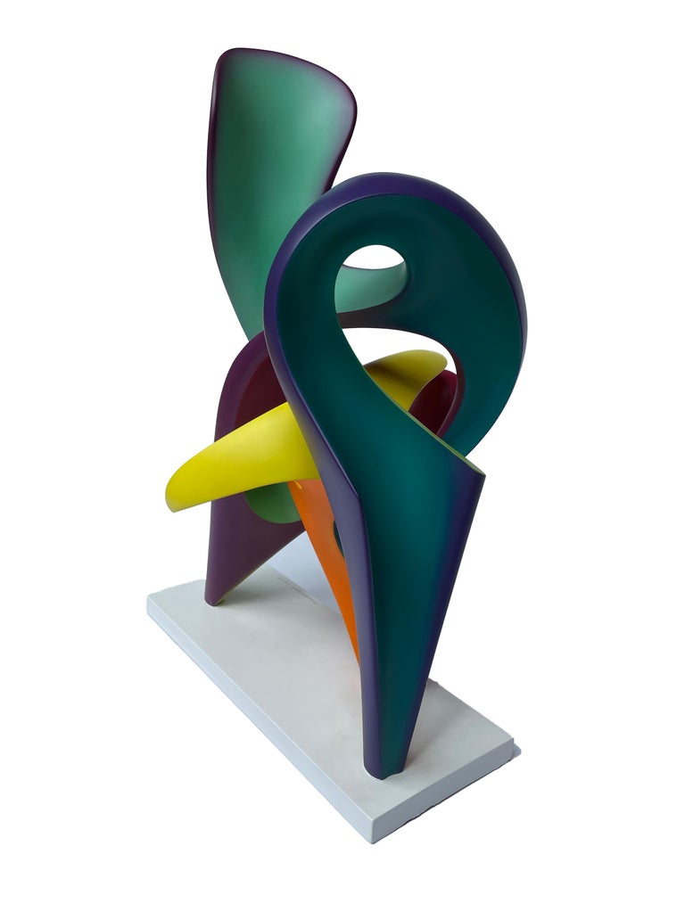 Acrylic Whirligig, Abstract Sculpture, Brightly Colored Intertwined Geometric Form For Sale