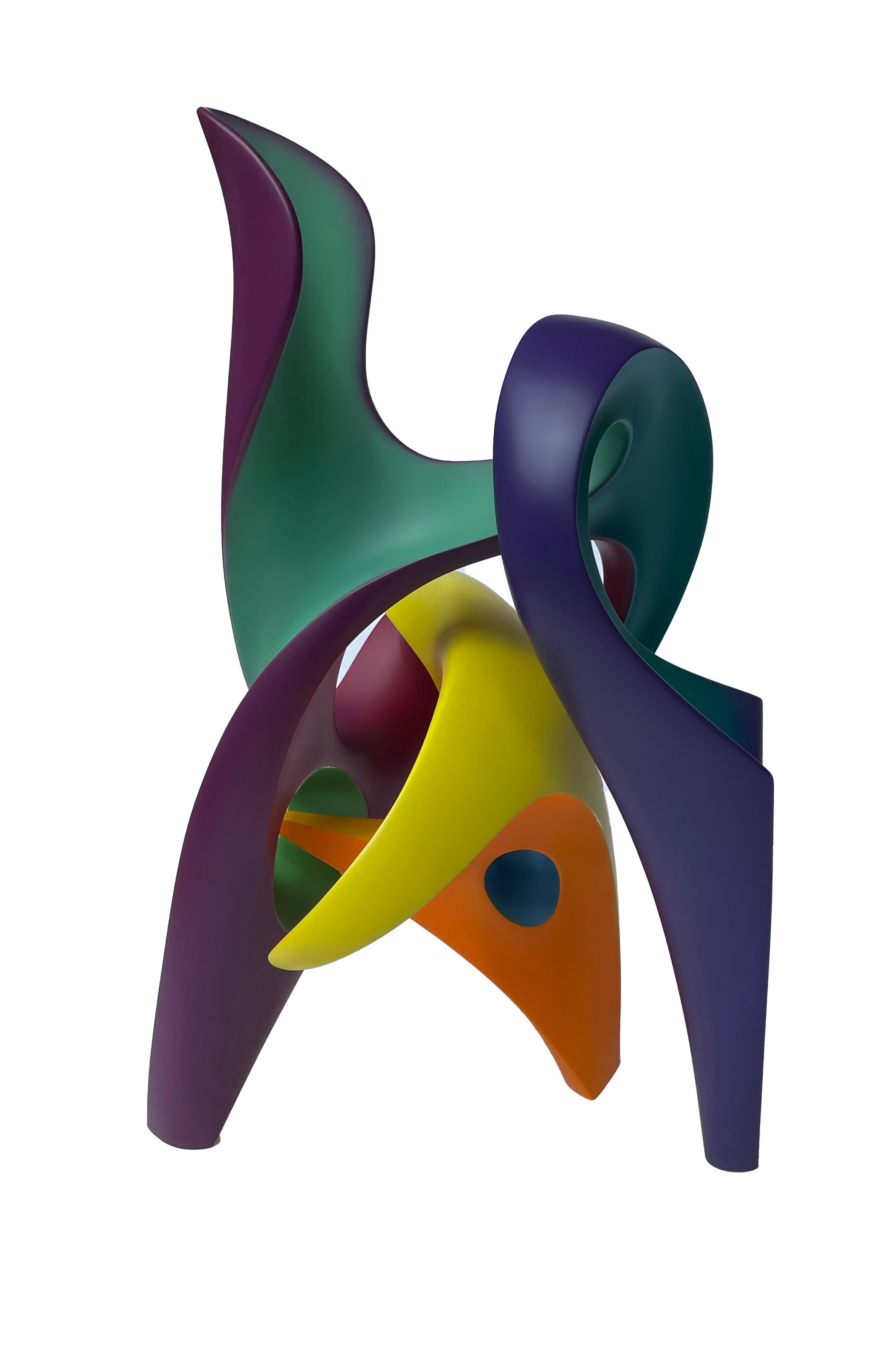 Contemporary Whirligig, Abstract Sculpture, Brightly Colored Intertwined Geometric Form