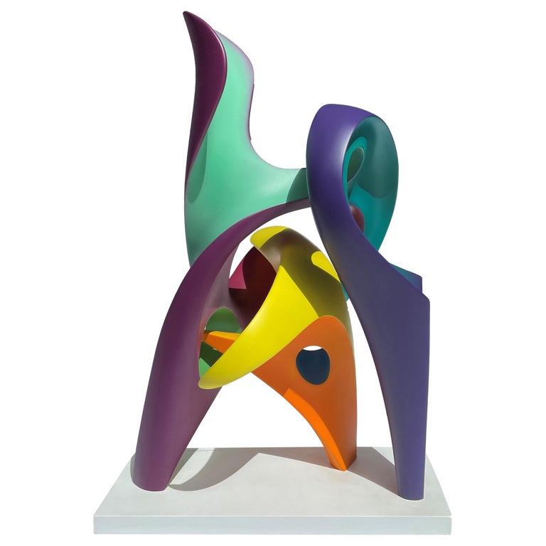 Whirligig, Abstract Sculpture, Brightly Colored Intertwined Geometric Form For Sale
