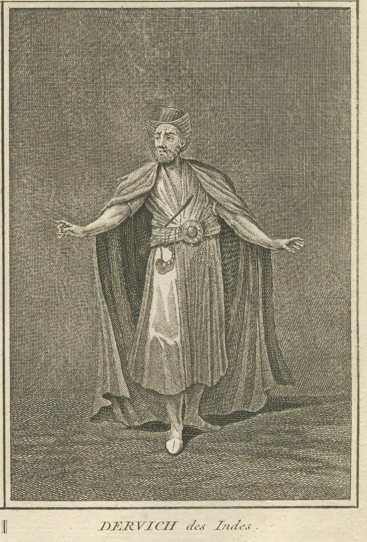 Milieu du XVIIIe siècle Derviche tourneur, derviche indien et dévotion turque - Gravure, 1723 en vente