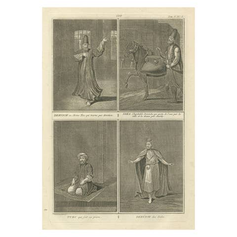 Whirling Dervish, Indian Dervish, and Turkish Devotion – Engraving, 1723