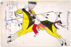 Whirlwind, Traditional Ledger Drawing of a Cheyenne Soldier by James Black