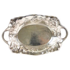 Whiskemann Silver Plated Art Nouveau Platter Tray with Raised Floral Motif 